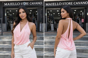 MAGLIA CONFUSED IN LICRA CON BRETELLE SCOLLATO