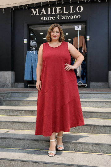 VESTITO CURVY MISTO LINO BASIC
