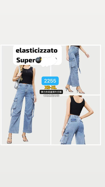 JEANS CARGO CON TASCONI ELASTIC ART.2255