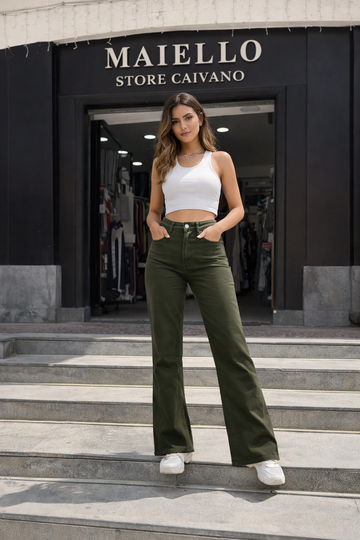 JEANS A ZAMPA BASIC MILITARY GREEN ART.D5093-4