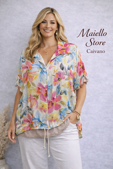 MAGLIA A CAMICIA CURVY NUOVA FANTASIA MERAVIGLIA
