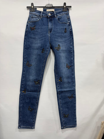 JEANS FARFALLE CON BRILLANTINO