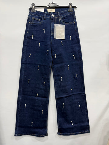 JEANS A PALAZZO CON PERLINE