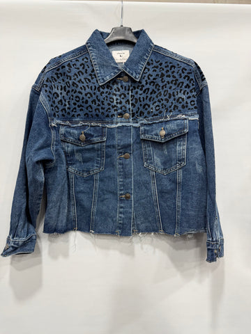 GIUBBINO DI JEANS LEOPARDATO ART. F6927