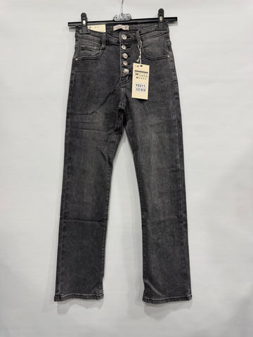 JEANS SCURO CON BOTTONI GOTICI