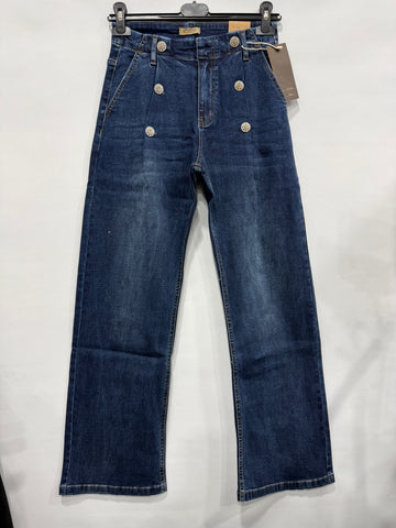 JEANS A PALAZZO CON BOTTONI BRILL.
