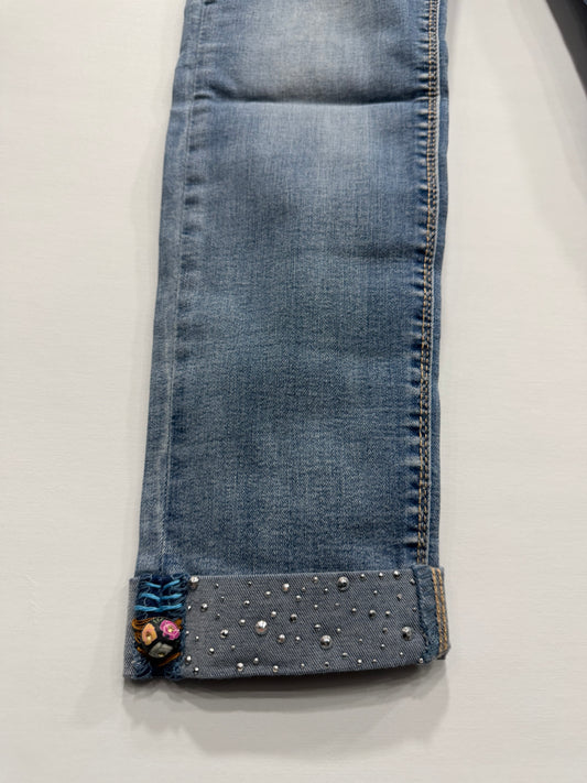 JEANS CON PIEGHINO BRILL. E CINTURA A COLORI ART.H1991