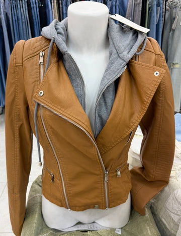 GIUBBINO IN PELLE CON FELPA