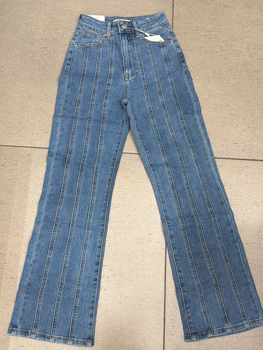 JEANS A PALAZZO A RIGHE