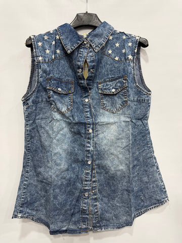 CAMICIA DI JEANS FUME CON STELLINE GIRO MANICA