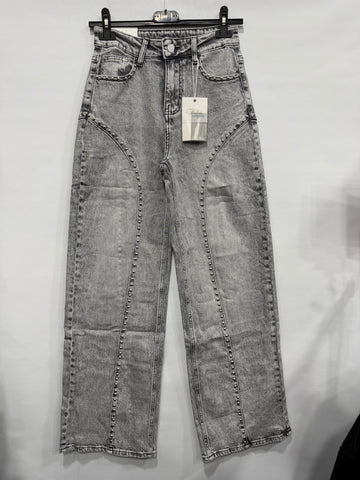 JEANS A PALAZZO GRAY CON BORCHIE ART.JF436