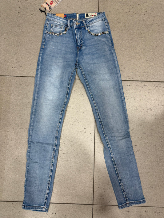 JEANS SKINNY CON TASCHE DIAMOND BRILLANTINATE ART.H405