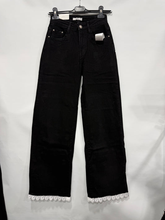 JEANS A PALAZZO BLACK IN PIZZO GIU ART.D5306