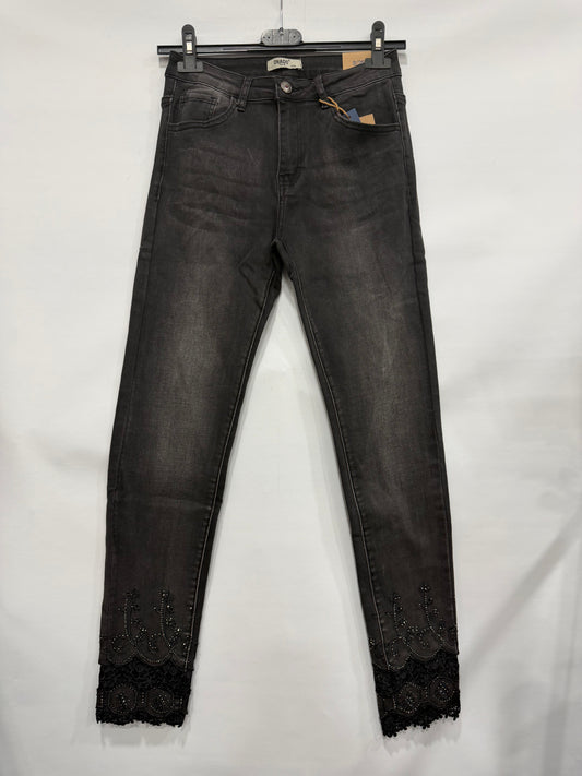 JEANS SKINNY BLACK IN PIZZO BRILL. FANTASY ART.H2552-H