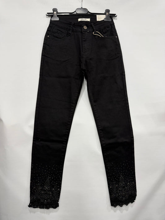 JEANS SKINNY BLACK IN PIZZO BRILL. IN CAVIGLIA ART.H2570-H