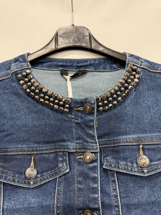 GIUBBINO DI JEANS SCURO CON COLLETTO DIAMOND