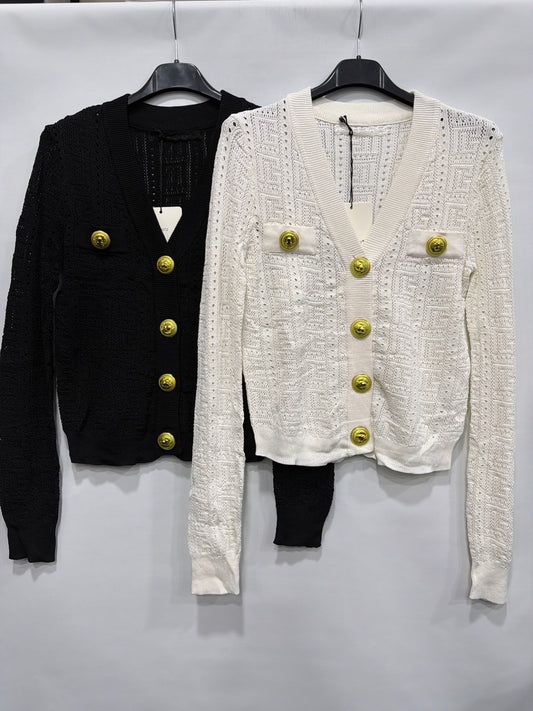 CARDIGAN IN FILO NAPLES CCON BOTTONI DORATI