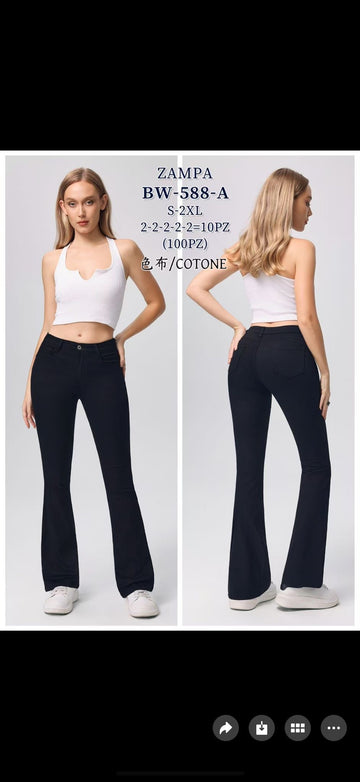 JEANS A ZAMPA NERO BASIC ART.BW588-A