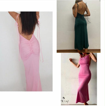 VESTITO LUNGO IN LICRA CEREMONY CON BRETELLE