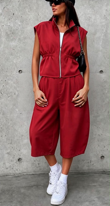 COORDINATO A GIRO MANICA CON ZIP E BERMUDA 3/4