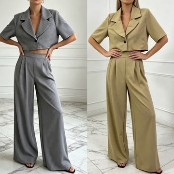 COORDINATO RIGATA CEREMONY CON GIACCA CORTA