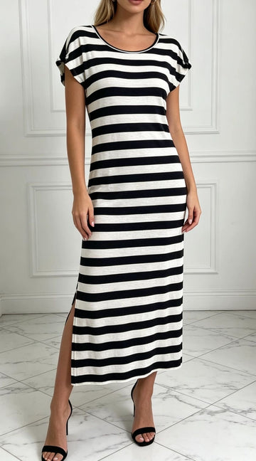 VESTITO LUNGO A RIGHE