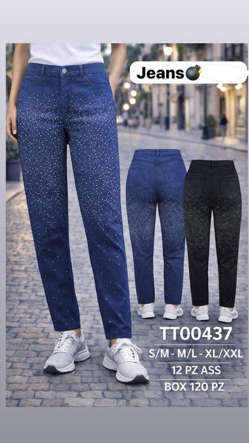 JEANS BRILLANTINATO CON BOTTONE