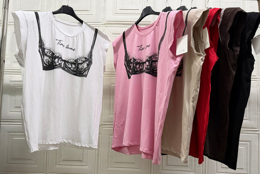 MAGLIA GIRO MANICA CON STAMPA REGGISENO