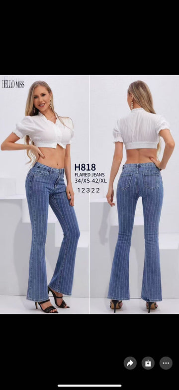 JEANS A ZAMPA CON RIGHE