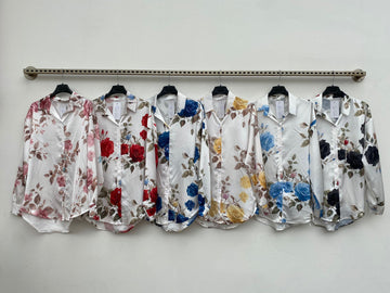 CAMICIA A ROSE IN RASO