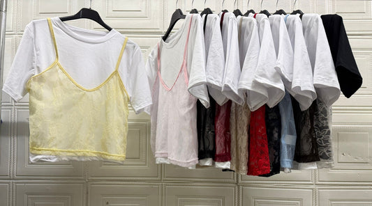 MAGLIA CON TOP TRASPARENTE IN PIZZO