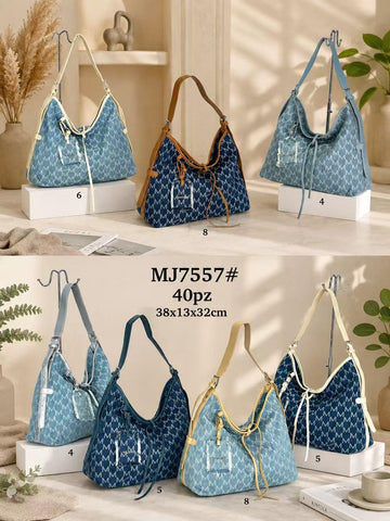 BORSA DI JEANS MAIELLO CON CINTE E FERMI NEI LATI