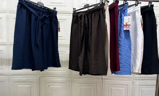 PANTALONCINO STEFANY MISTO LINO CON CINTURINO