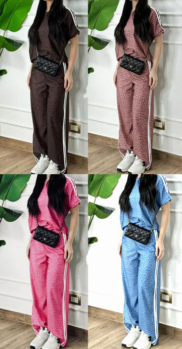 COORDINATO ANIMALIER CON BANDE
