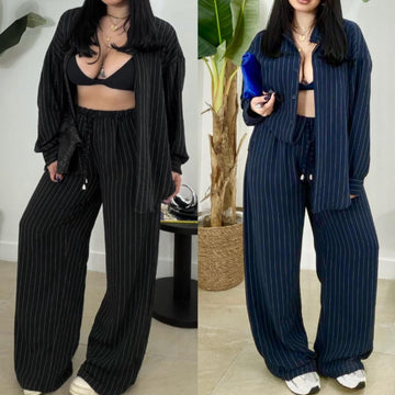 COORDINATO GESSATO A RIGHE SOTTILI