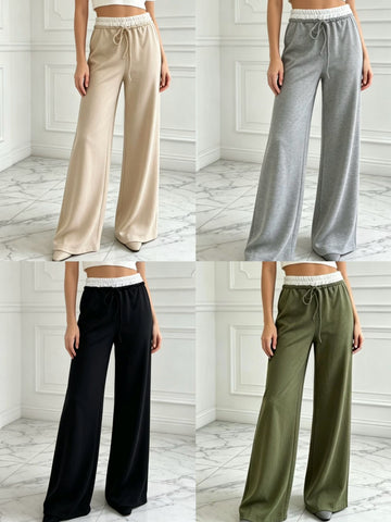 PANTALONE CON FASCIA A MOLLA IN VITA