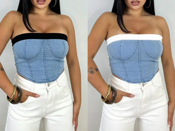 TOP A FASCIA IN JEANS CON BANDA