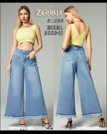 JEANS FUME A PALAZZO SFRANGIATO ART.ZG981