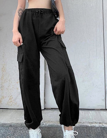PANTALONE CARGO IN MISTO LINO CON MOLLA IN CAVIGLIA