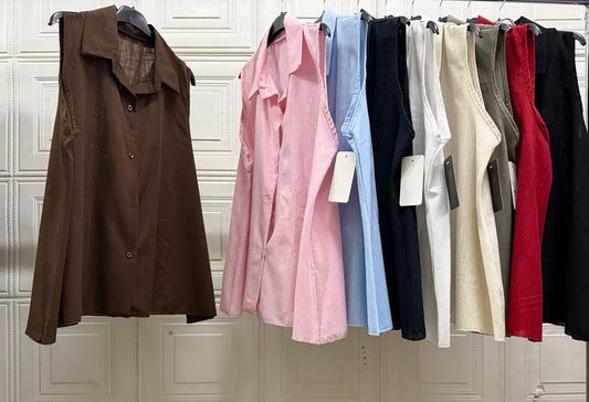 CAMICIA GIRO MANICA IN MISTO LINO