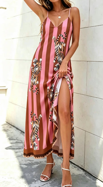 VESTITO A RIGHE FANTASY ANIMALIER