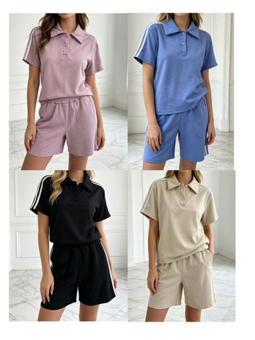 COORDINATO CON POLO E BERMUDA A BANDE