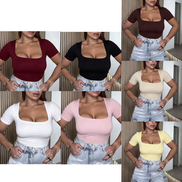 BODY MANICA CORTA CON SCOLLO SQUADRATO