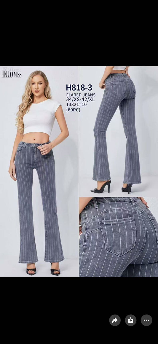 JEANS A ZAMPA CON RIGHE