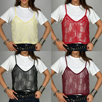 MAGLIA CON TOP TRASPARENTE IN PIZZO
